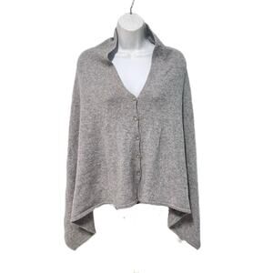 Talbots Cape 100% Cashmere Women M/L Gray Poncho Warm Soft Elegant Old Money